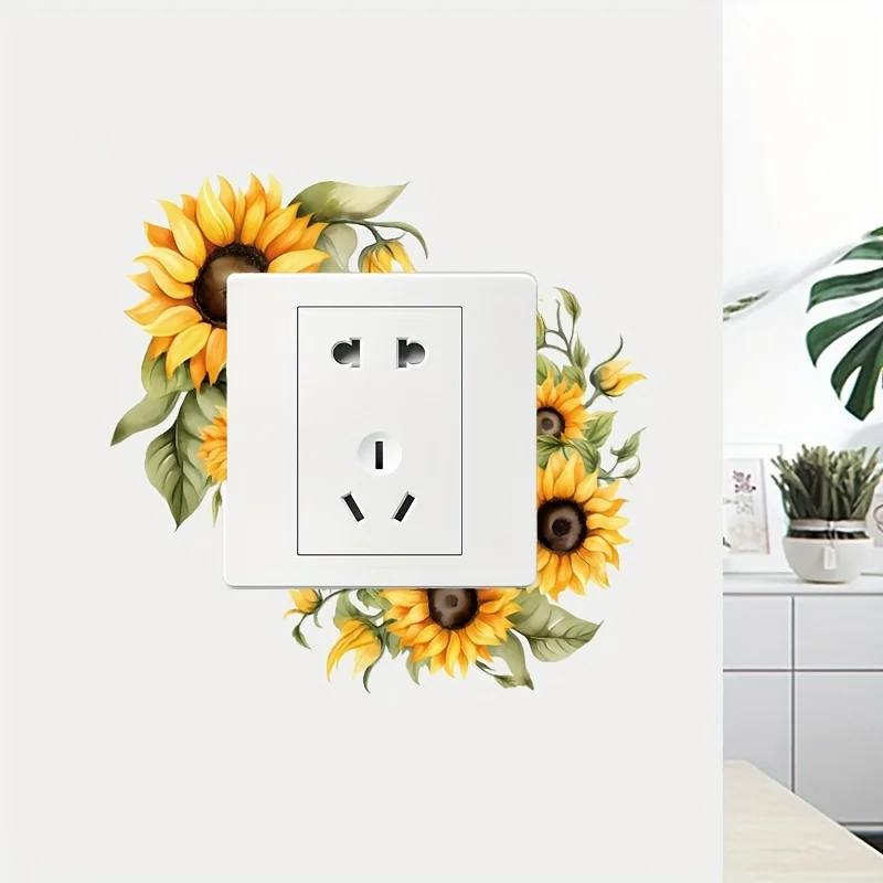 1pc Sunflower Themed Light Switch Wall Decal,Self-Adhesive, Suitable for Light Switches,Sockets,Doors,Windows,Bedroom,LivingRoom