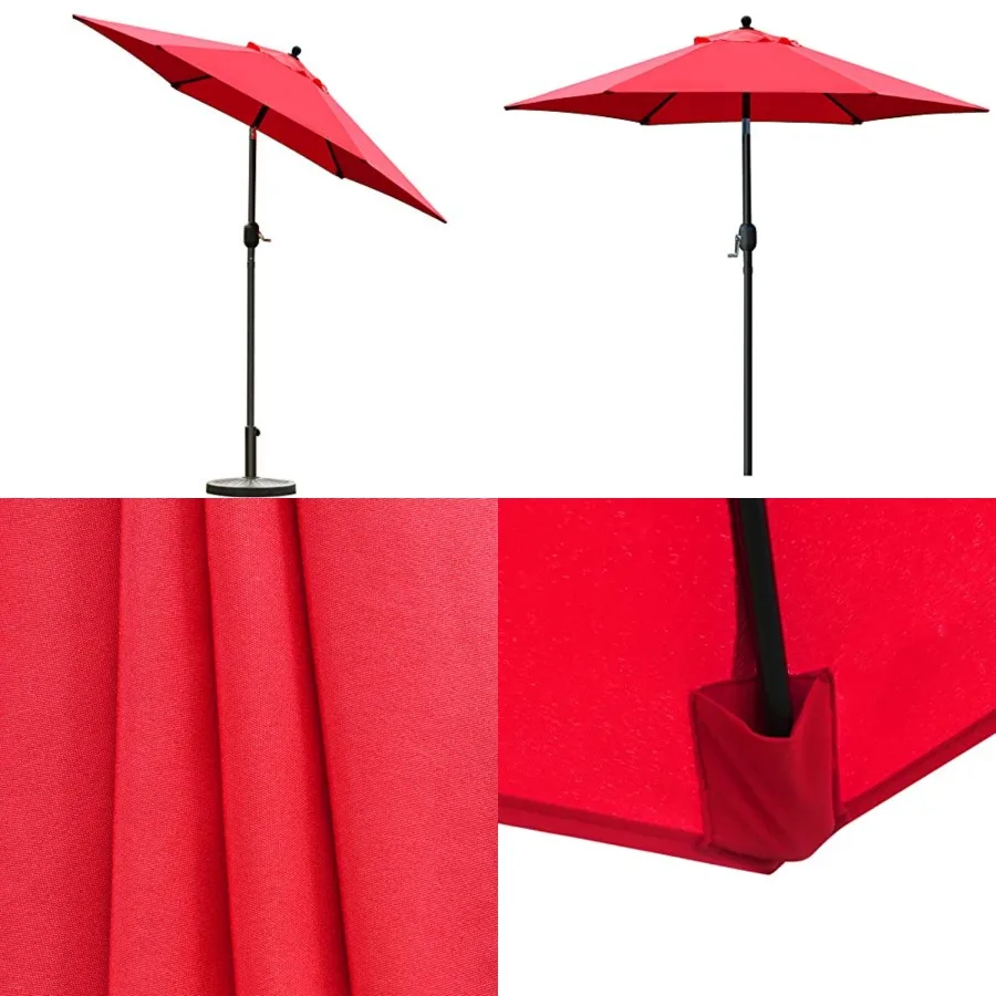 

7.5' Patio Umbrella Outdoor Table Market Umbrella with Push Button Tilt/Crank, 6 Ribs