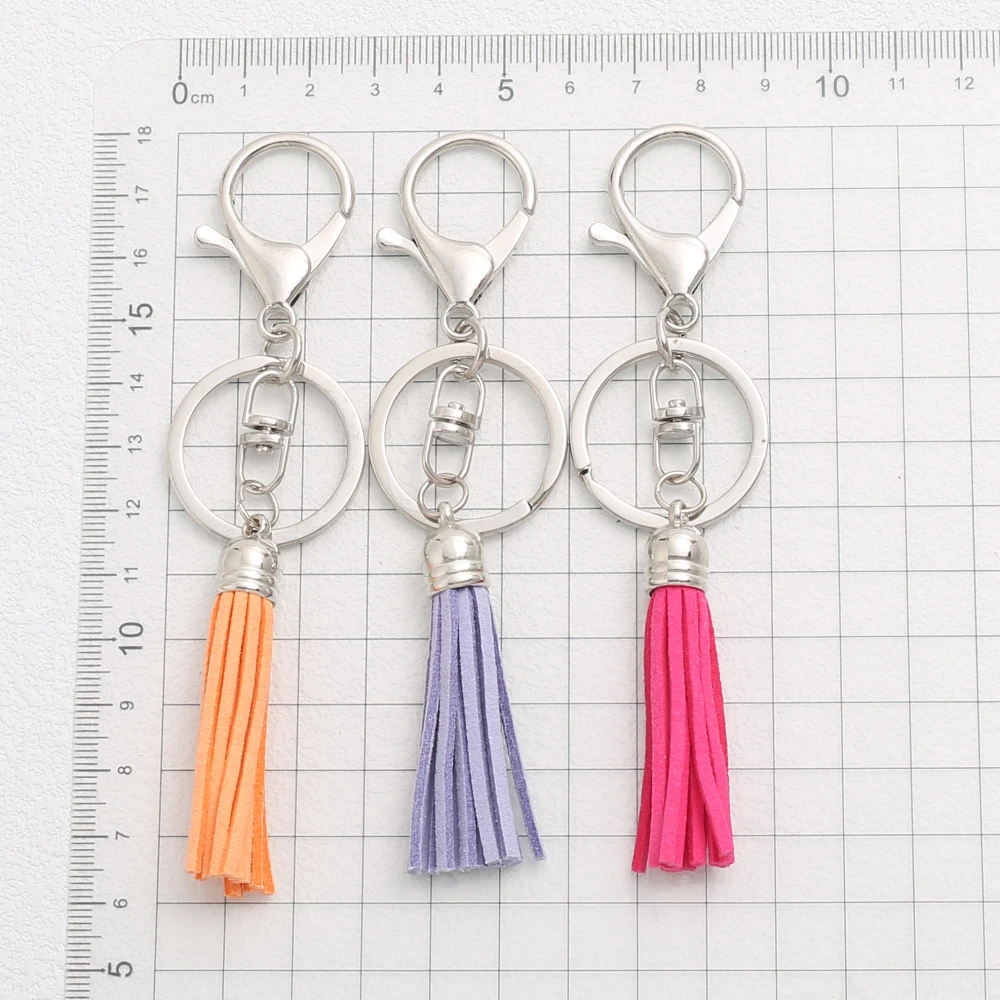 2Pcs Fashion Colorful Tassel Pendant Keychain Rotatable Lobster Clasp Keyring For Woman Casual Anti-Drop Bags Car Key Jewelry