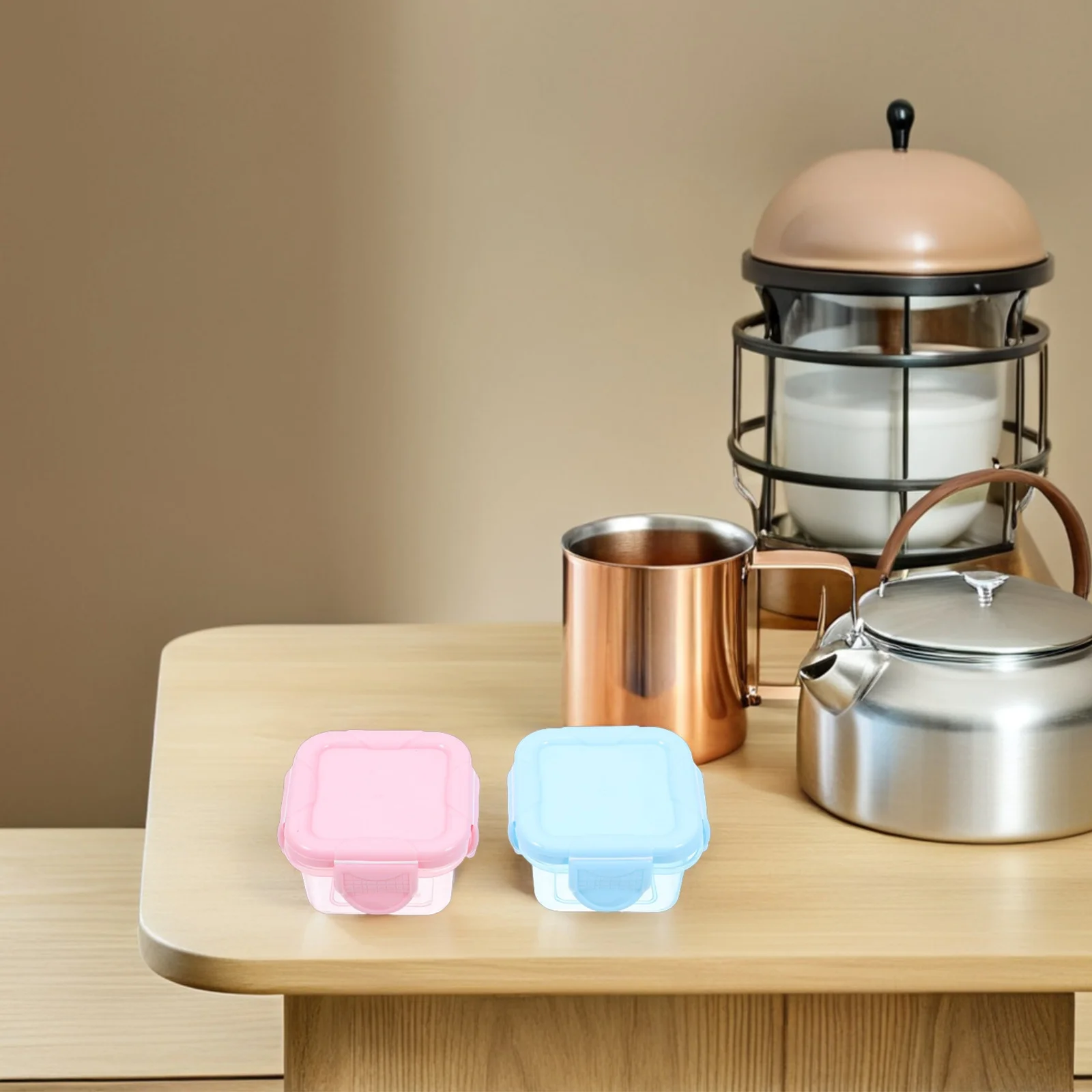 

4Pcs Reusable Snack Containers 60Ml Small Food Box Portable Condiment Cups for Travel Freezer Storage Leakproof Sauce Dipping