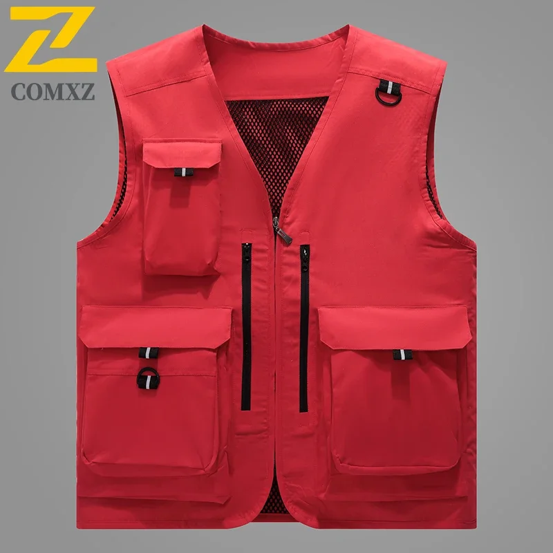 2025 New Multi-pocket Vest Jackets Men's Autumn Casual Trendy Sleeveless Work Vests Hiking Fly Fishing Coat Plus Size Waistcoat