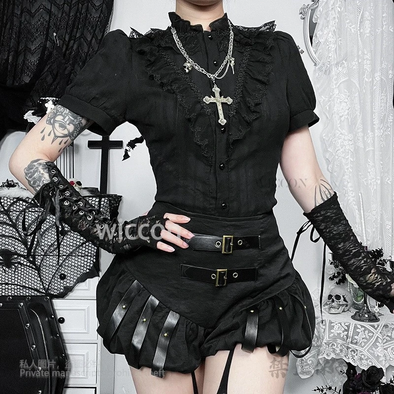 2025 Nuovo Y2K Jirai Kei Nero Zucca Pantaloni Sexy Steampunk Gonna Pantaloncini Streetwear Punk Moda Donna Causale Gotico Scuro SML