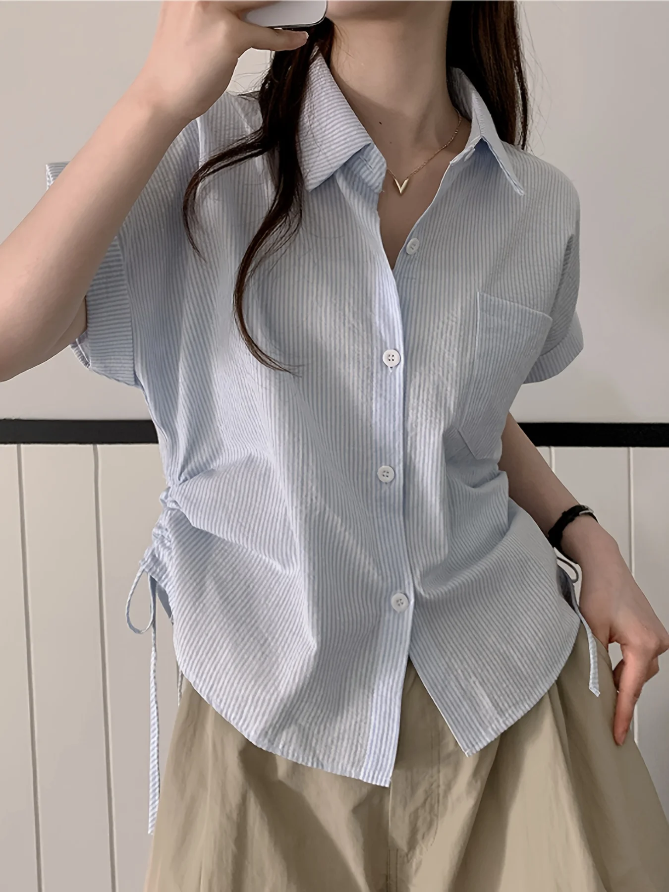 قميص نسائي كاجوال للركاب، قميص بوهيمي بأكمام طويلة وطبعة هندسية #1