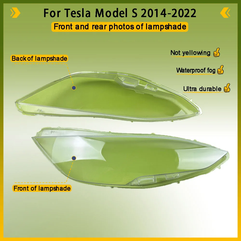 For Tesla Model S 2014 - 2022 Auto Car Transparent Lampshade Lamp Shell Front Car Glass Lens Case Headlamp Caps Headlight Cover