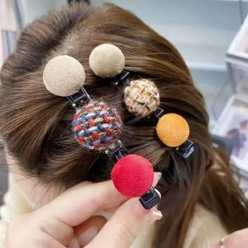 1/2/5/10PC Fashion Velvet Braided Hair Finishing Side Clip Sparkling Crystal Stone Braided Hair Clips Forehead Bangs Clip