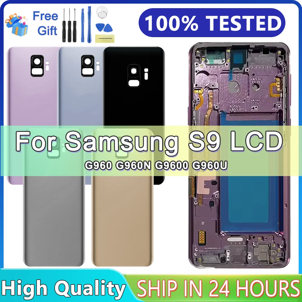 Pantalla 100% probada para Samsung Galaxy S9, montaje de pantalla táctil LCD, digitalizador SM-G960FD S9 G960, pantalla con marco de repuesto