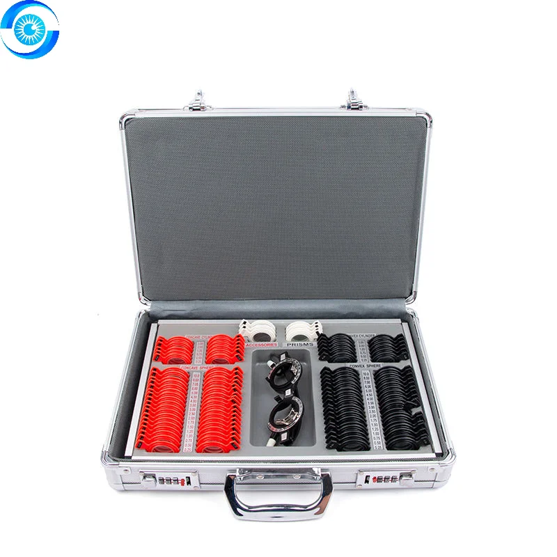 Optometric Trial Lens Examination Box Set Custom Logo Ophthalmic Equipment 104 Pcs Plastic Trial Lens Set