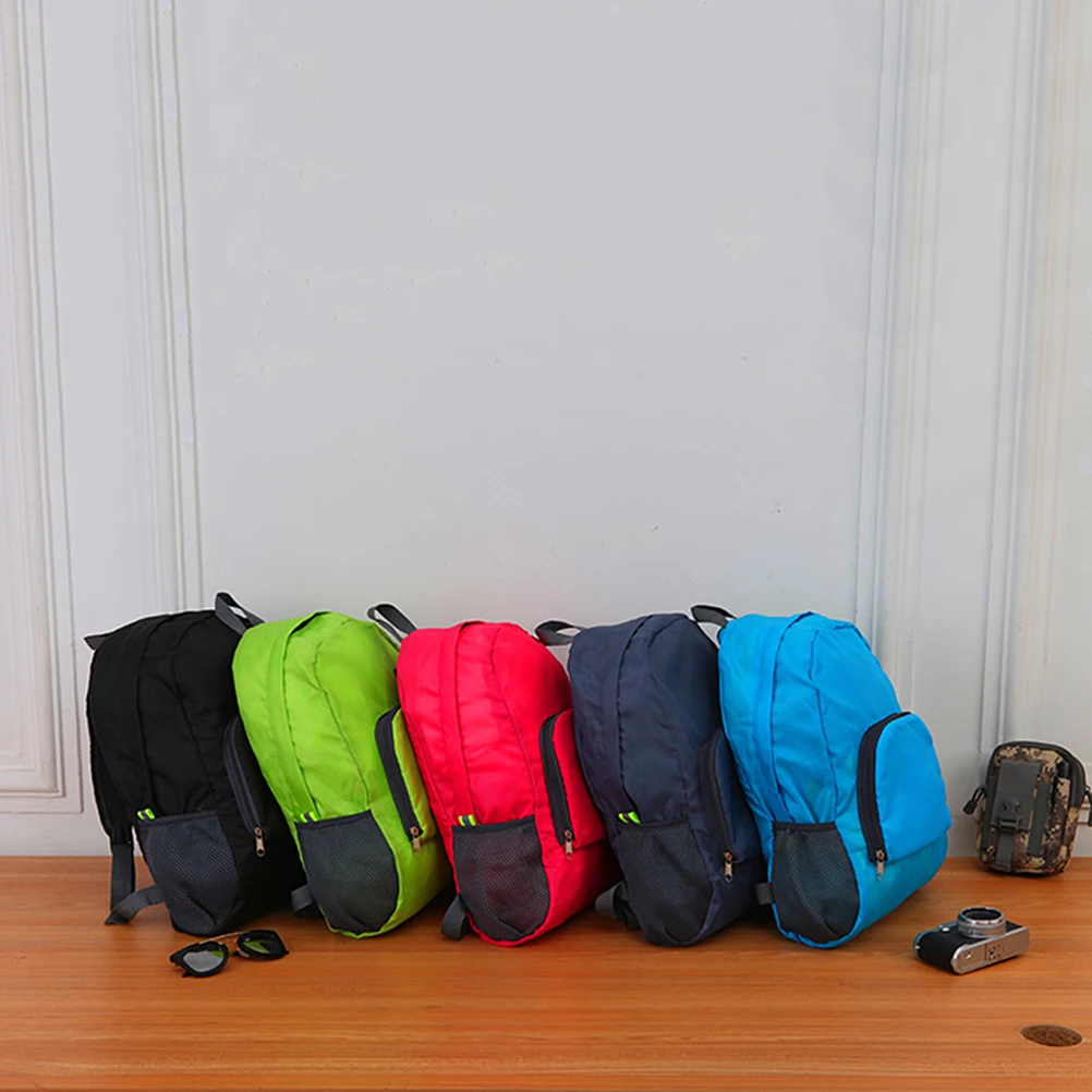 

Foldable Camping Pouch With Mesh Pocket Backpack Large Capacity Lightweight Travel Hiking Camping Outdoor Daypack Black