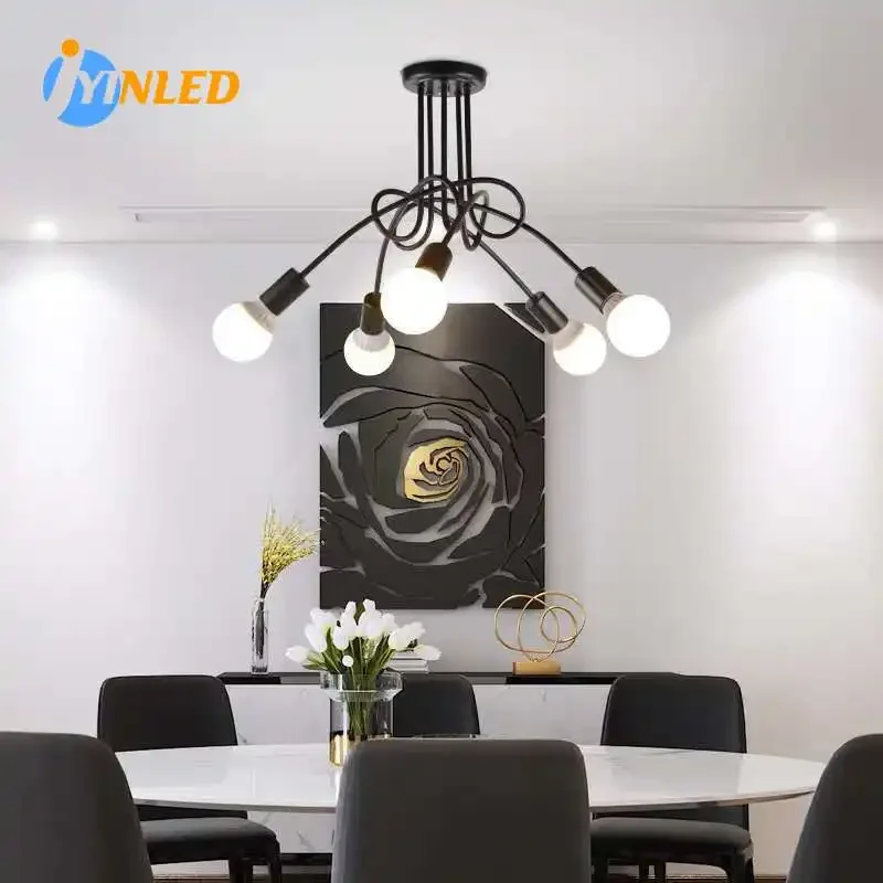 

3/5 Heads Black/White/Gold Ceiling Light LED Chandelier Iron Ceiling Lamp Living Room Modern Home Decor E27 Lighting Fixture