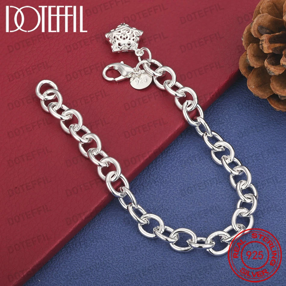 925 Sterling Silber 8-Zoll Filigranes Stern-Armband für Damen, Party-Geschenk Schmuck-Accessoires