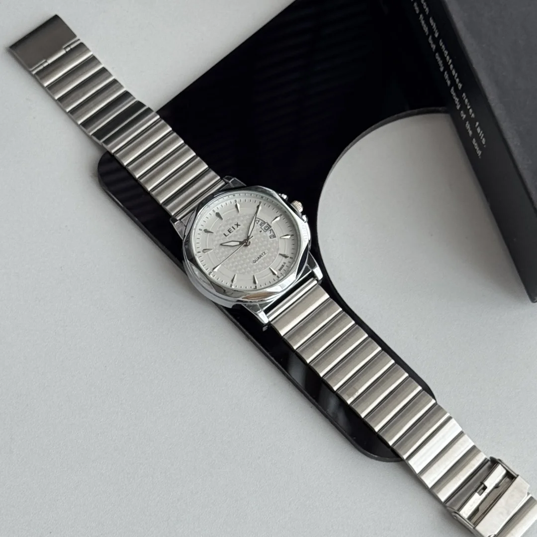 الفضة الرجال سوار فولاذي غير قابل للصدأ ساعة الأعمال رقيقة جدا الهاتفي ساعة اليد الذكور التقويم ساعات كوارتز ساعة Reojes De Hombre