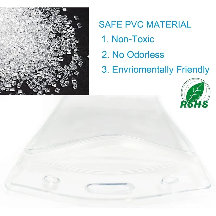 5 قطعة حامل شارة الهوية الأفقية قسط أصحاب الهوية البلاستيكية الشفافة لشارات بطاقة حامي مقاوم للماء لبطاقة الهوية العمل 5 قطعة H #5