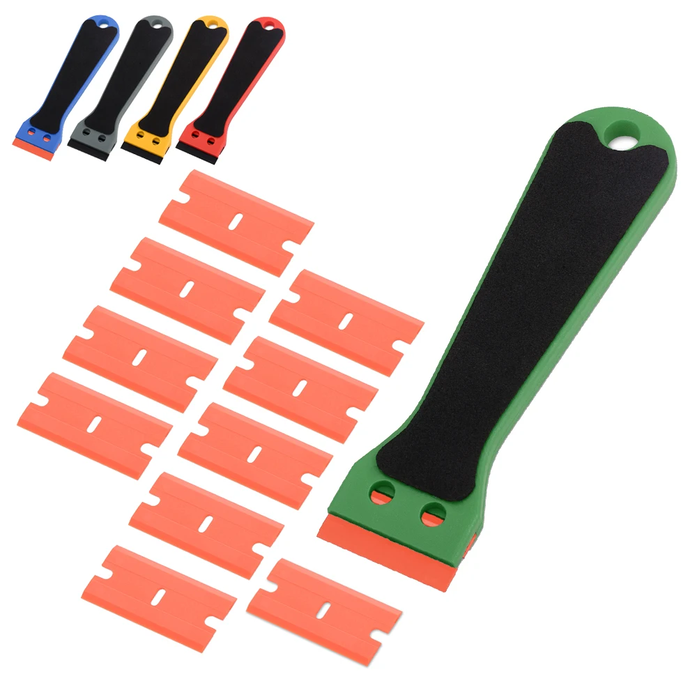 

EHDIS Carbon Fiber Wrap Razor Scraper Window Tints Kitchen Sticker Remover Cleaning Tools Vinyl Film Car Decals Plastic Squeegee