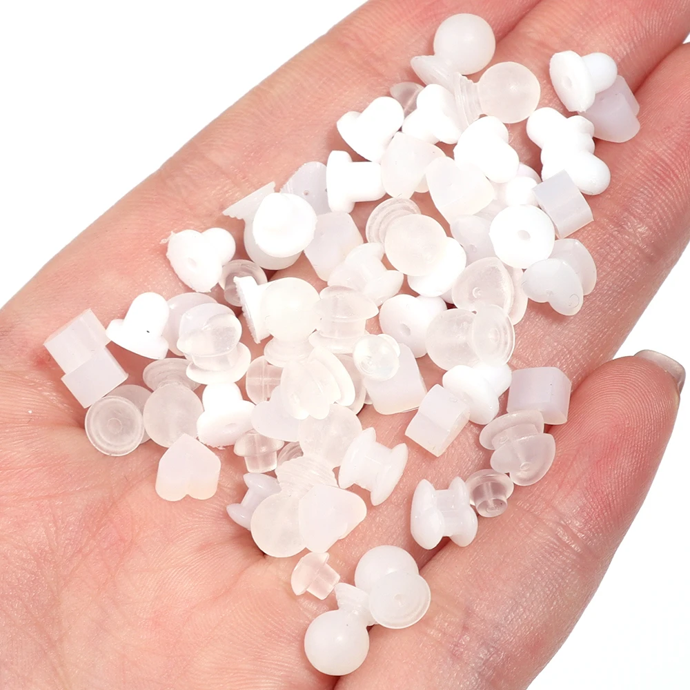 20-200pcs Transparent Silicone Rubber Earring Clasp Ear Nut Plugging Earring Back DIY Earstud Findings Jewelry Accessories