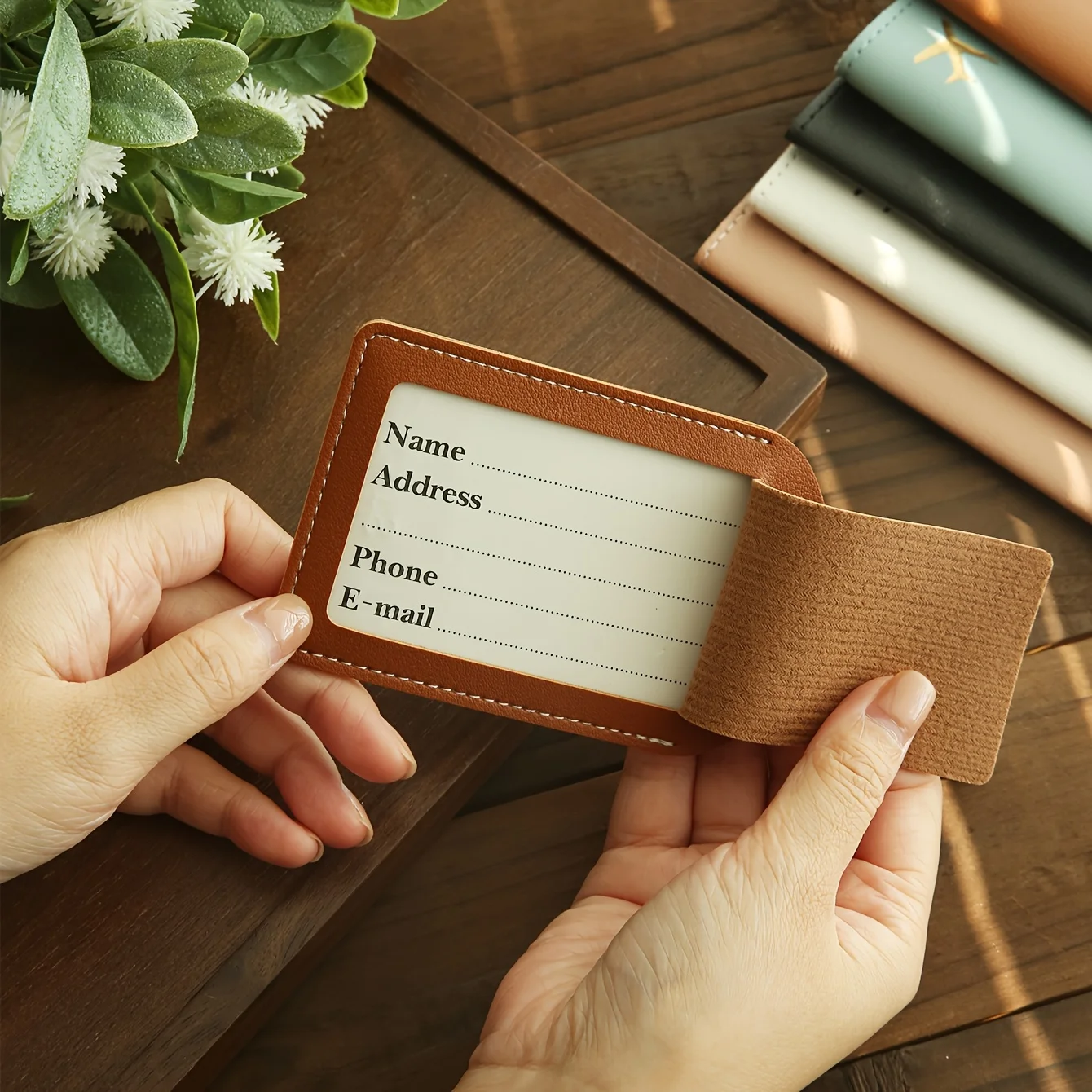 Porta passaporto personalizzato in pelle artificiale Nome personalizzato Etichetta per bagagli leggera pieghevole Ideale per gite e regali di viaggio