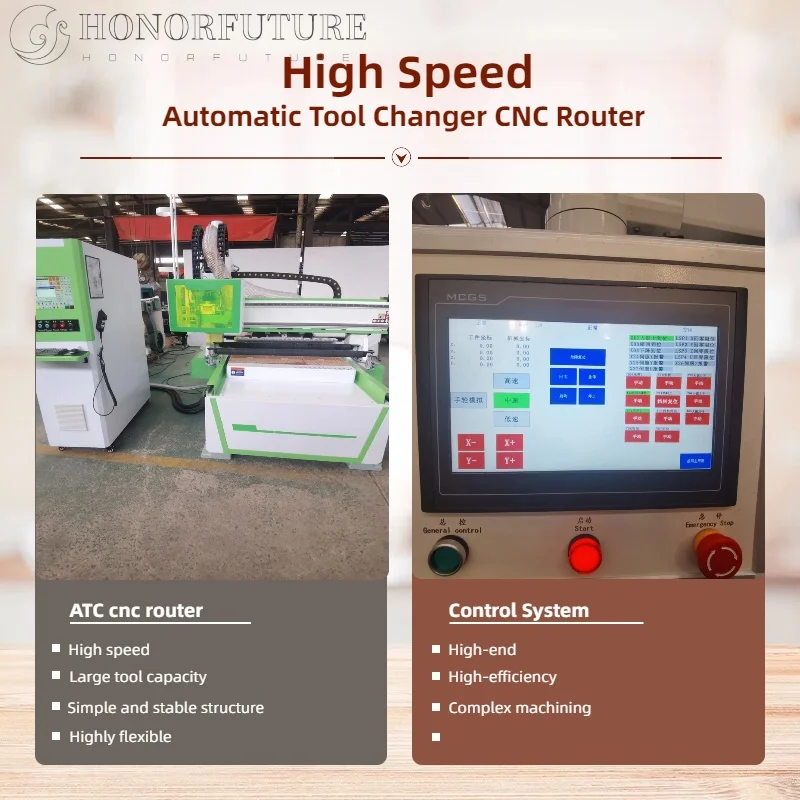 3015 1300*2500 ATC Cnc راوتر 1325 آلة طحن نقش الخشب مع مبدل أداة أوتوماتيكي لصنع قطع الخشب والأثاث #2