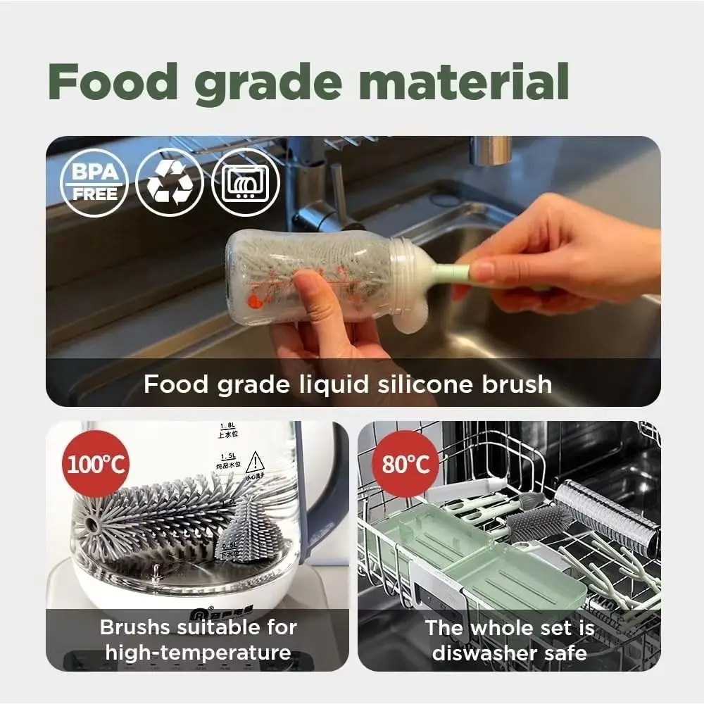 

Набор 6 в 1, дорожная щетка для бутылок, компактный дизайн, дорожный размер, набор для чистки бутылок, многофункциональный прочный материал