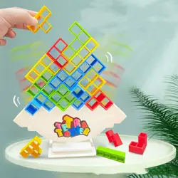 Tetra Tower Game Stacking Blocks Balance Stack Building Blocks Puzzle Board Assembly Bricks Educational Toys for Children Adults