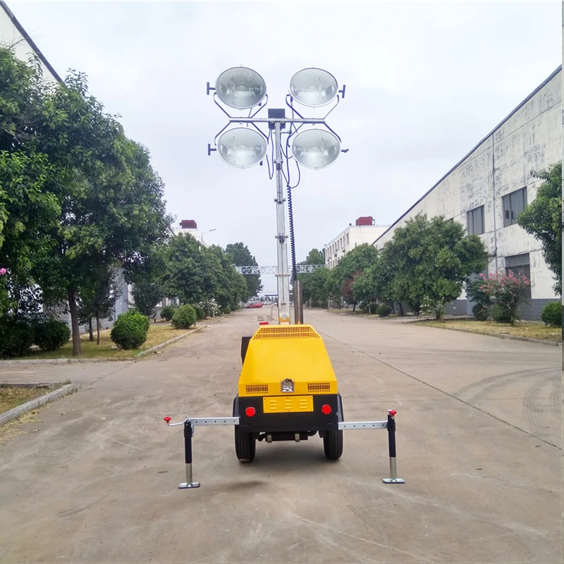 4x1000w 5m Metal Halide Light Tower Diesel Generator Power 7m Manual Telescopic Electric Lifting Outdoor Lighting Tower