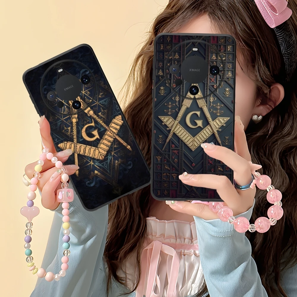 Freemason Painting Color Mobile Cell Phone Case for Huawei Mate 60 50 40 30 20 10 Pro Plus Lite E 5G Black Phone Cover Shell