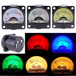 1PC 34mm Panel VU Meter 500VU with Green Yellow Blue Red Backlight Sound Pressure Meter Amplifier Analog Meter Panel Gauge 500uA