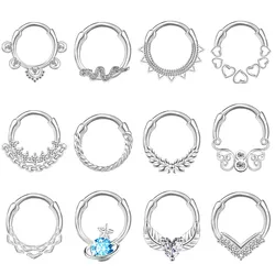 AOEDEJ 1PC 16G Snake Star Septum Ring Women Zircon Heart Nose Piercing Copper Helix Cartilage Piercings Nostril Jewelry