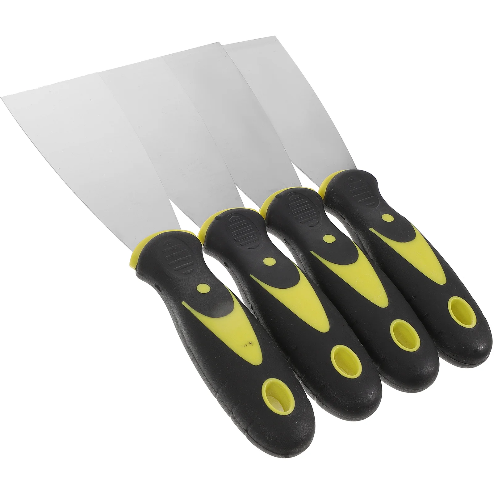 4Pcs Dual Color Handle Stainless Steel Spatula Set for Wallpaper Decals Removal and Patch Repair Work Metal Scraper