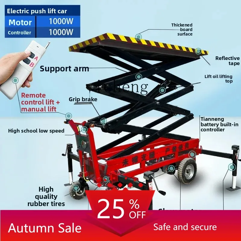 

Small lifting platform electric hand push lift truck scissor mobile climbing equipment aerial work truck