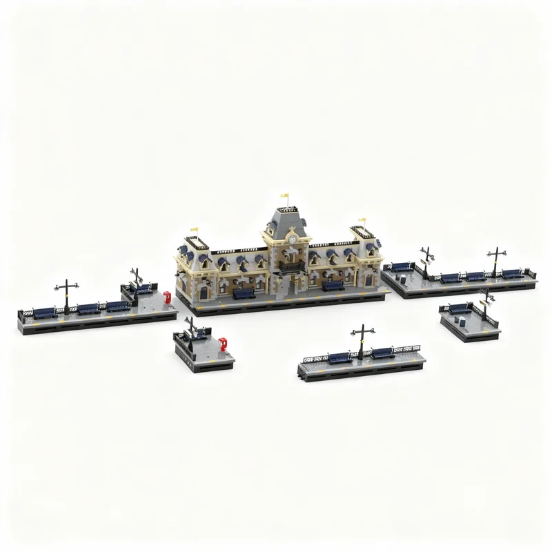 3687pcs MOC Castle Station Train Supplemental Model Building Blocks Construction Toy Christmas Gift Collection Assemble Brick