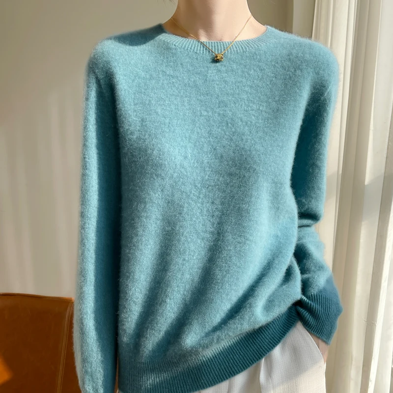 2024 New Cashmere Sweater  Women Autumn Winter Solid Long Sleeve Loose Pullover Tops Casual Cashmere Sweater Women