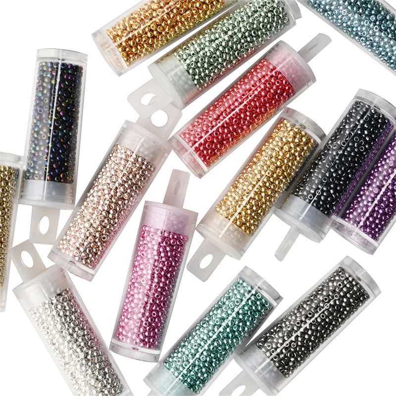 12 Gramm/Röhre, 2 mm, metallische Rocailles, japanische runde Glas-Rocailles für DIY-Handarbeit, Kleid, Schmuck, Nähen, 1200 Stück – Detail 4