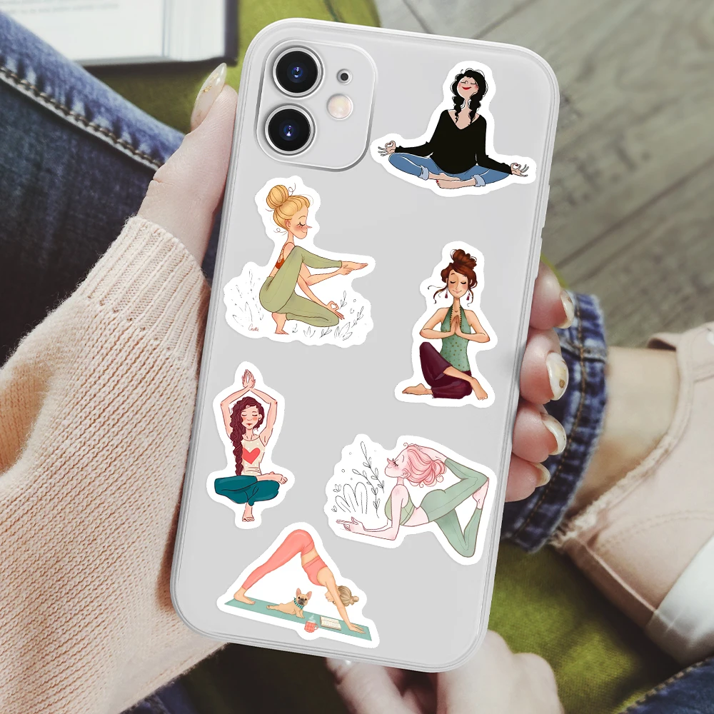 Yoga Pose Stickers Mountain Warrior Tree Pose Aesthetic DIY Gift Toys Decal Scrapbook Phone Decorative Bottles Waterproof