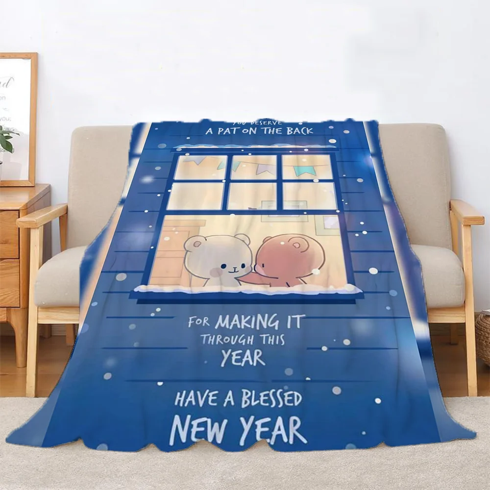 Milk Mocha Bear Kawaii Blanket Bed Beach Towel Custom Blankets & Throws Blankets for Sofa Luxury Knitted Plaid Blanket King Size