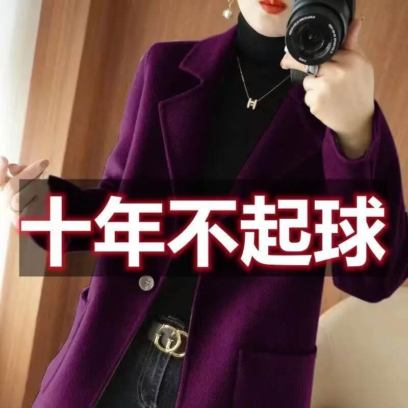 

Double-sided wool coat cashmere small suit high-end short woolen coat women's medium and long trench coat thick