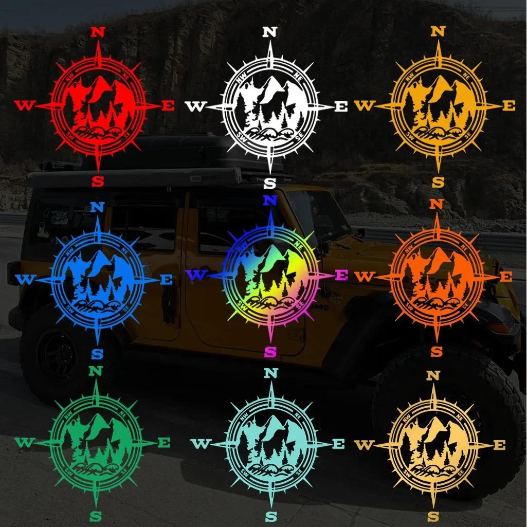

Reflective Waterproof Stickers Outdoor Camping Compass Stickers Car Styling Rear Windshield Window Body Sticker Accessories