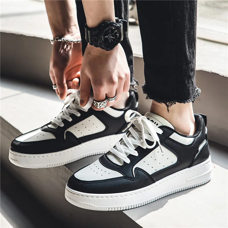 Leather Men White Classic Sneakers Breathable Comfort Casual Shoes Men Fashion Outdoor Walking Shoes Couple Footwear