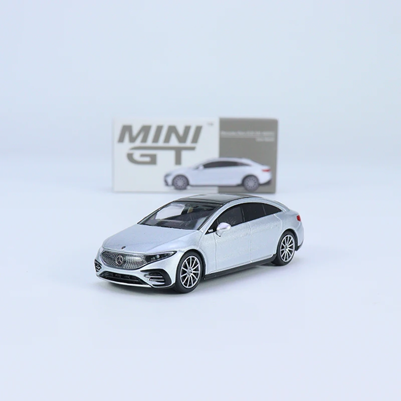 

MINI GT 1:64 Model Car EQS 580 4MATIC Alloy Die-Cast Vehicle #508 Silver Metallic LHD