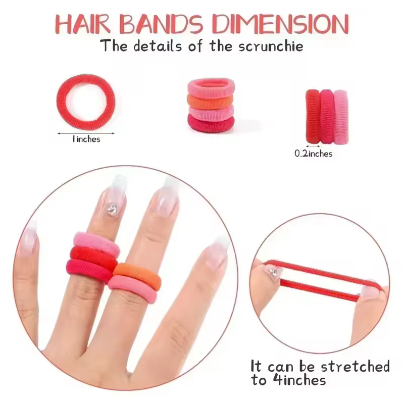 50Pcs/bag Colorful Basic Nylon Ealstic Hair Ties for Girls Ponytail Hold Scrunchie Rubber Band Kid Fashion Hair Accessories - Image 6