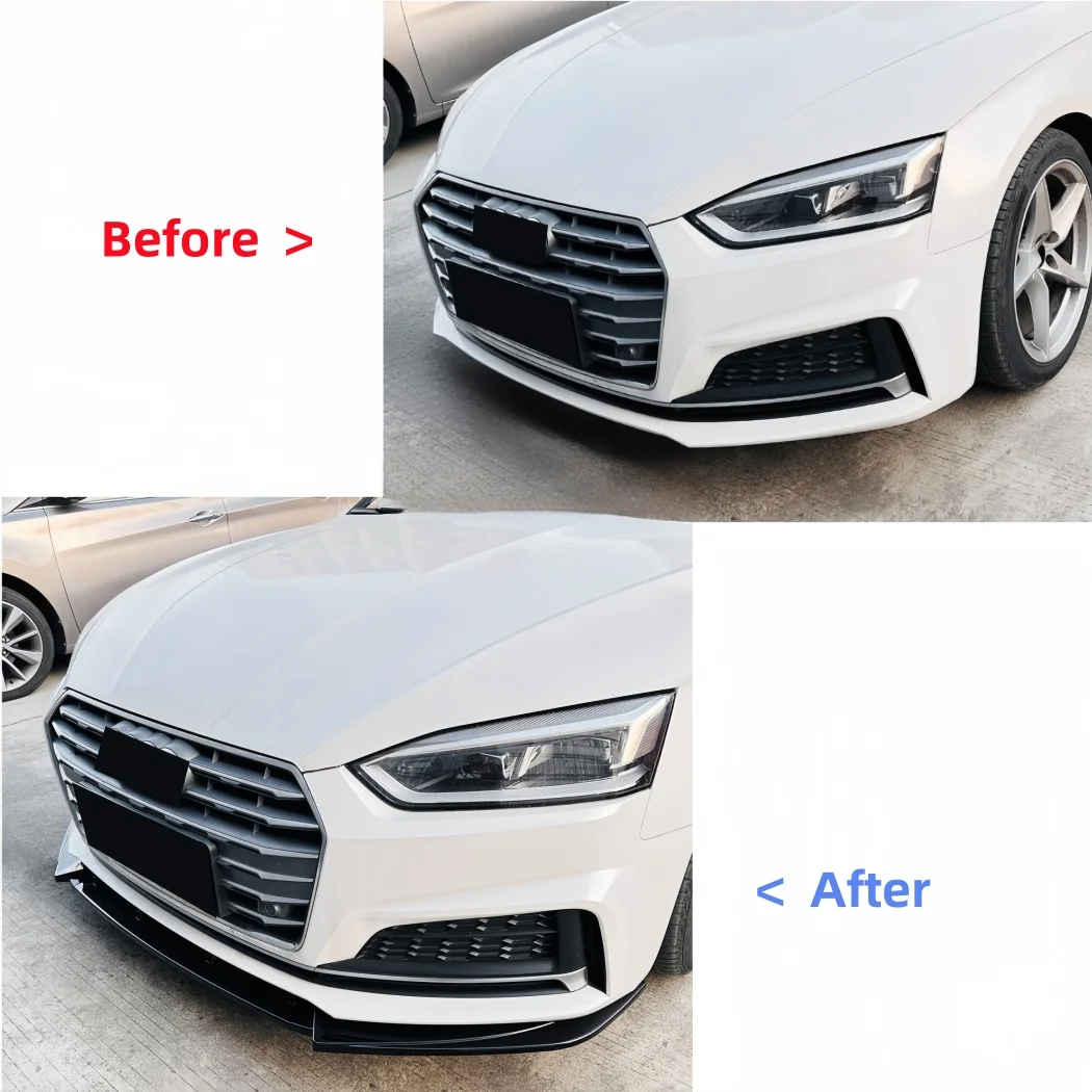 

Front Bumper Spoiler Lip Lower Splitter Protector Blade Bodykits for Audi A5 S5 Sline F5 2017-2020 Carbon Fiber Look Gloss Black