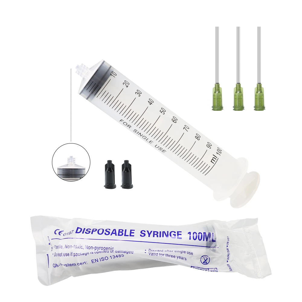 100 ml/200 ml Spritze mit großem Fassungsvermögen, Kunststoff-Luer-Lock-Spritze mit Klebernadel zum Abgabe von Kleber, Öl-Kleber-Flüssigkeit, Haustierfütterung – Detail 8