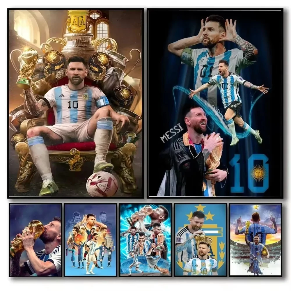 AA Classic, Sports - Rionel Messi - Football, Wall , Canvas Print Poster, Home Living Room Bedroom Decor, Stadium Wall 