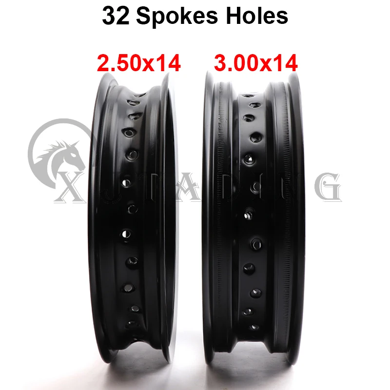 

1 pair 14 Inch 32 Spokes Holes Aluminum Rims 2.5*14 & 3.00*14 for Motorcycle Pit Dirt Bike Front 2.50X14" Rear 3.00X14" Wheels