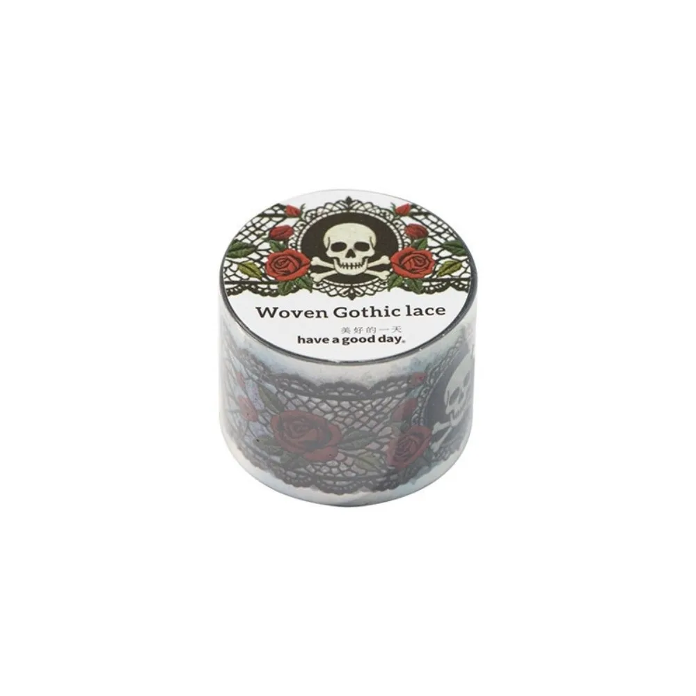 Retro 30mm x 2m Gothic Skeleton Tape Flower Spider Web Print Washi Tape Lace Pattern DIY Craft Tape DIY Scrapbooking Decor