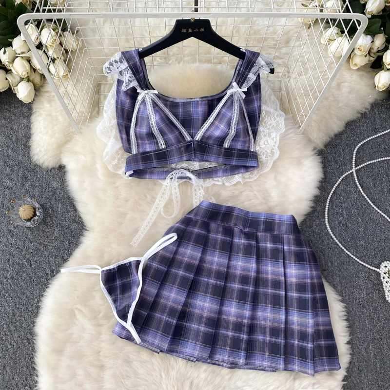 Top de encaje Kawaii, uniforme JK de estudiante, lencería japonesa Sexy, puro deseo, pasión, tentación, disfraces de colegiala