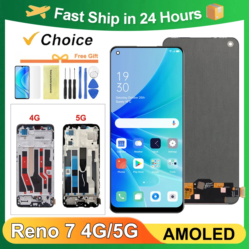 Pantalla LCD de 6,43 pulgadas para AMOLED para OPPO Reno7 4G CPH2363 Reno 7 5G CPH2371, montaje de digitalizador con pantalla táctil de repuesto