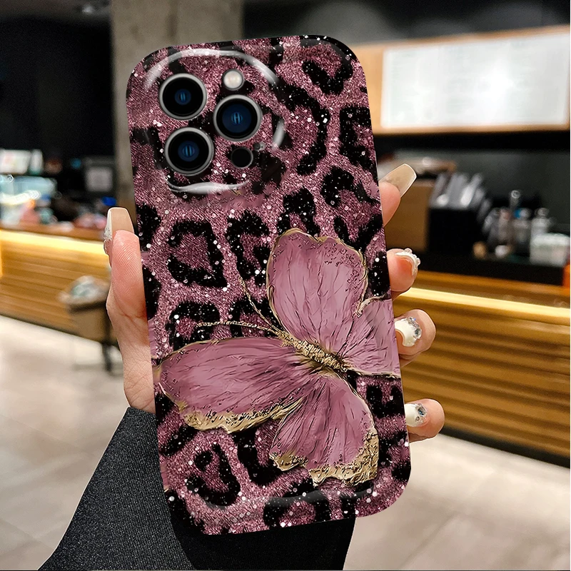 الحيوان فراشة ليوبارد طباعة جراب هاتف آيفون 17 16 15 14 13 12 11 برو ماكس زائد 17Air 16E XR XS X 7 8 غطاء مقاوم للصدمات #3