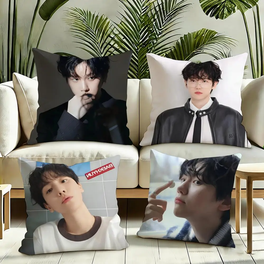 Baekhyun Cushion Cover Reversible Plush Pillow Cover Soft Fluffy  Home Decor for Sofa Bedroom