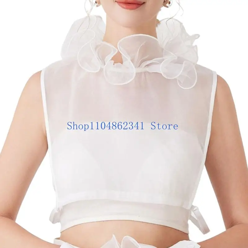 

5asd кружевной искусственный воротник с рюшами, съемный воротник, элегантный галстук для женщин, стильный аксессуар для шеи, для