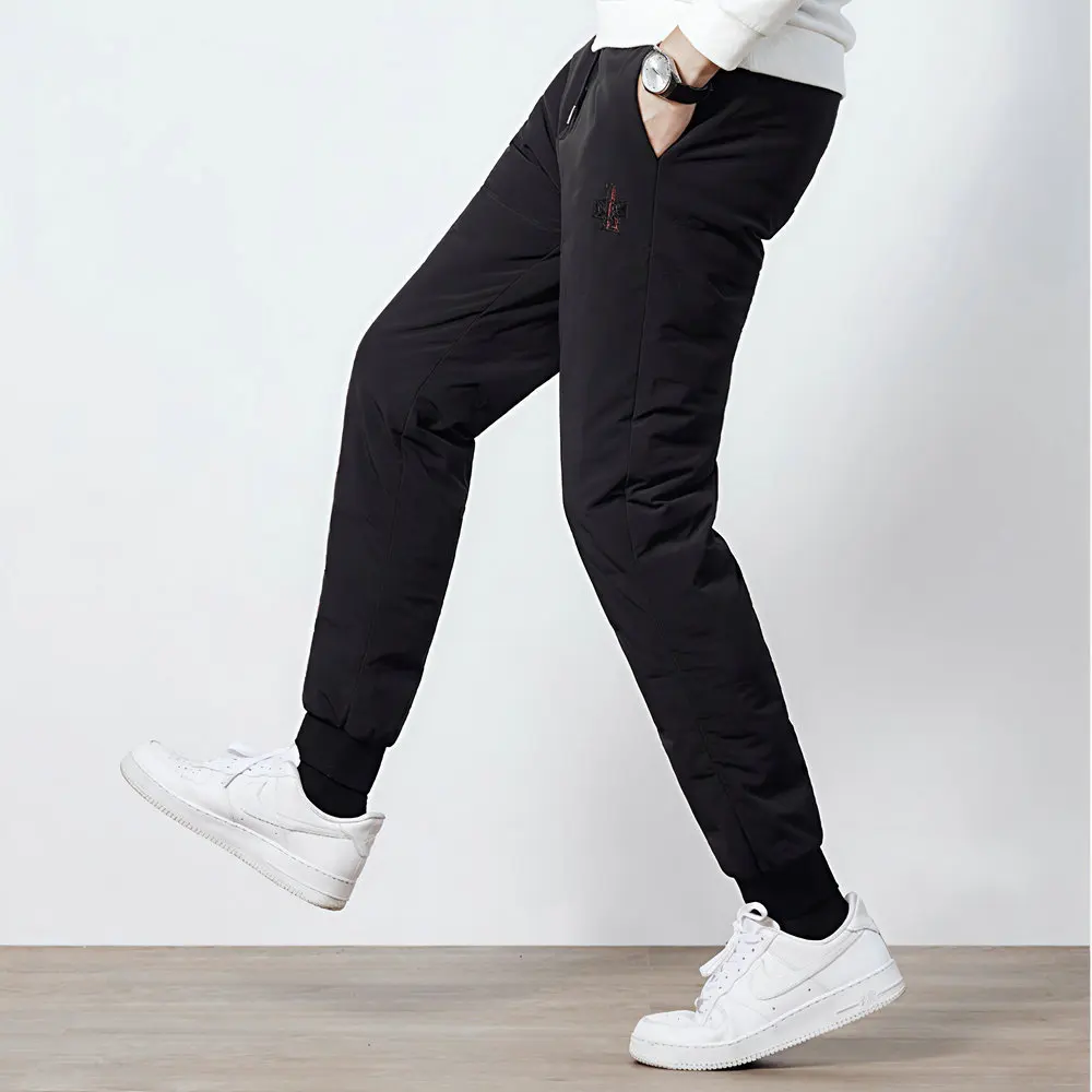 

Men Lightweight Thernal Puff Down Pant Winter Chill Black Warm Trousers Adjustable Elastic Waist Underwear Cosy Menswear
