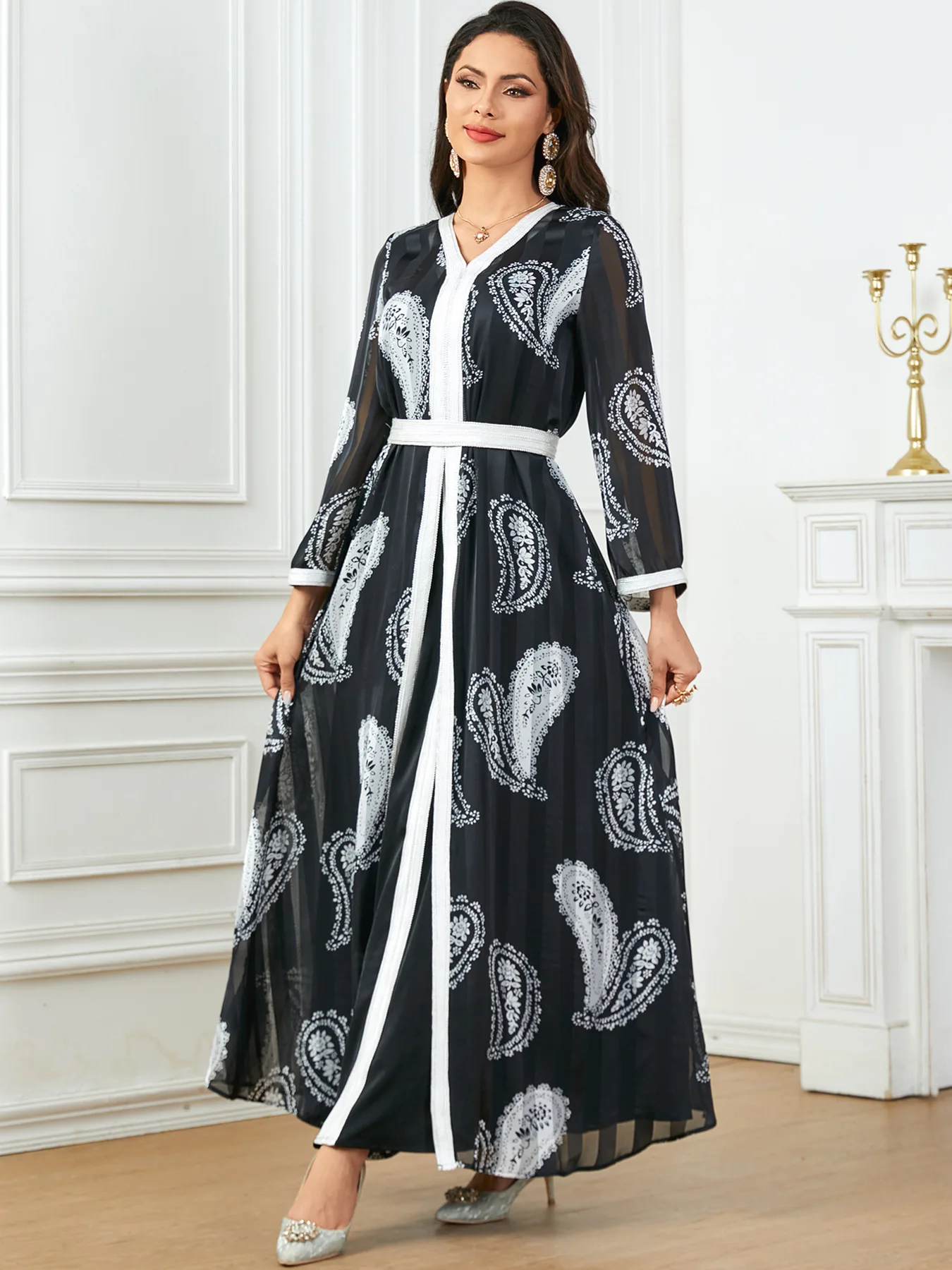 Abaya de Dubaï pour femmes, ensemble de 2 pièces, robe trapèze, robe de soirée, kimono marocain, kaftan saoudien, robe éducative, caftan islamique